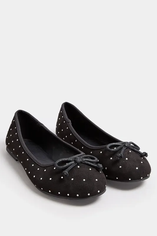 Extra Wide Fit Diamante Bow Ballerina Pumps - Yours