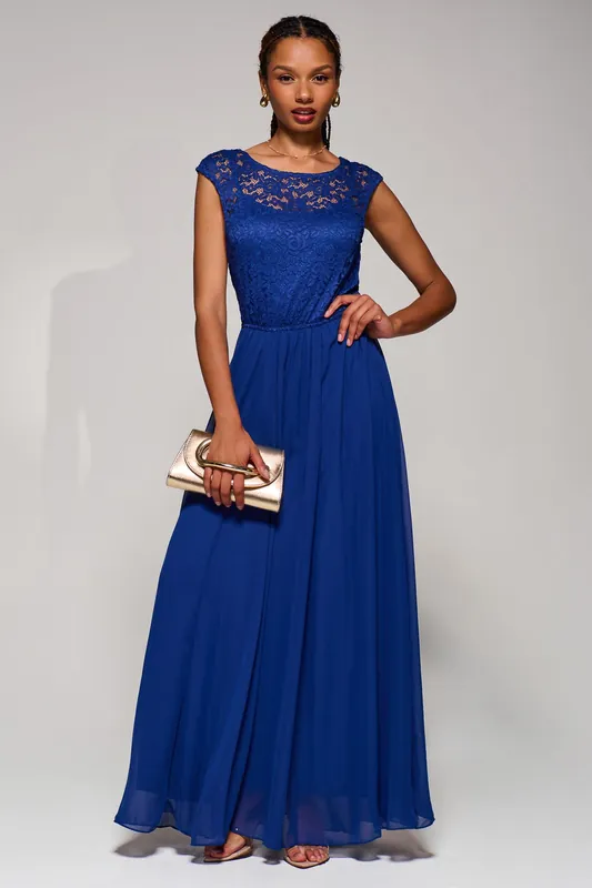 Lace Bodice Chiffon Maxi Dress - Jolie Moi