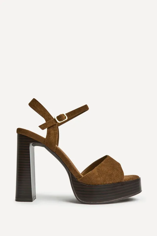 Alto Brown Platform Heeled Sandals - Linzi