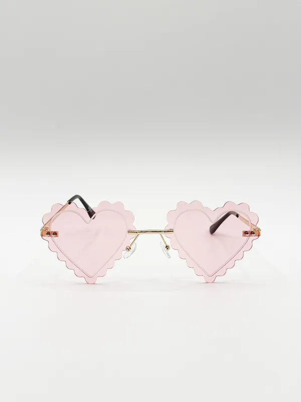 Scallop Heart Sunglasses in Pink - SVNX