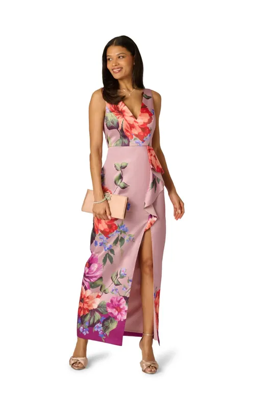 Printed Mikado Gown - Adrianna Papell