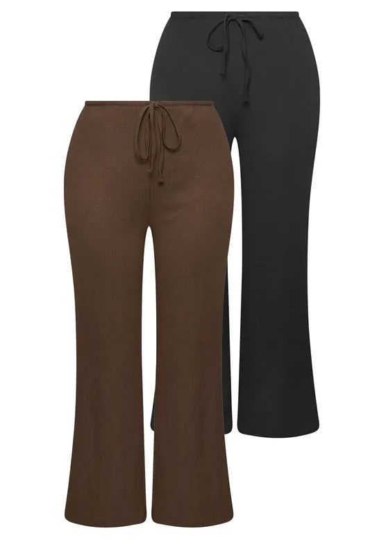 2 Pack Wide Leg Trousers - Yours