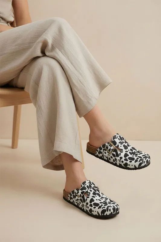 Cow Print Mules Sandals - MODISHION