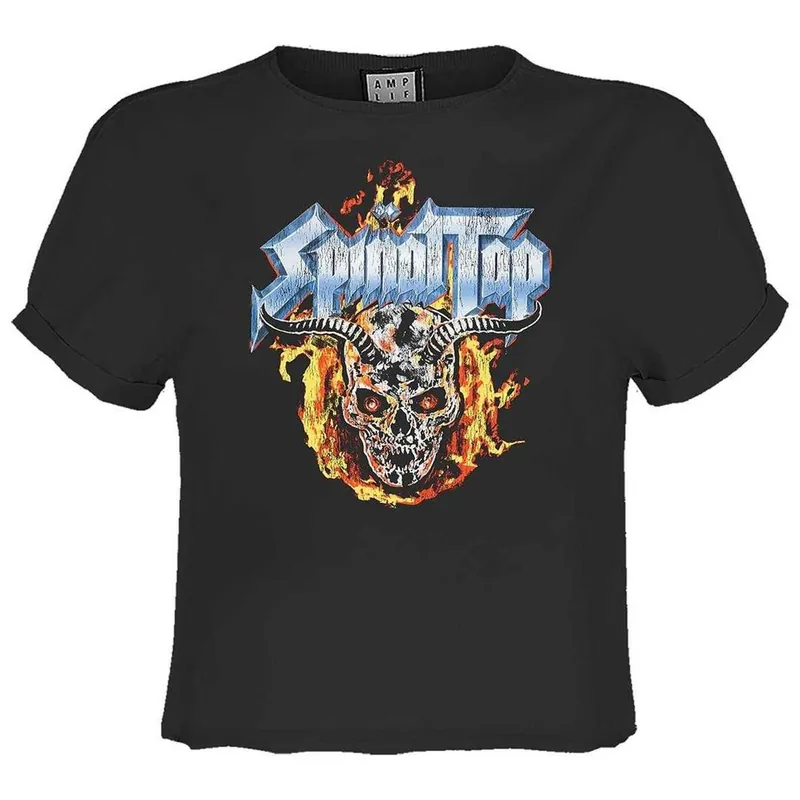 Skull And Flames Spinal Tap Crop Top - Amplified