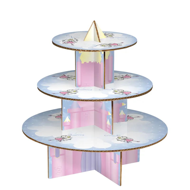 Fairy Castle Three Tier Cake Stand, Cardboard Cupcake Holder, Fantasy Cake Riser, Charming Party Centrepiece - Orsina