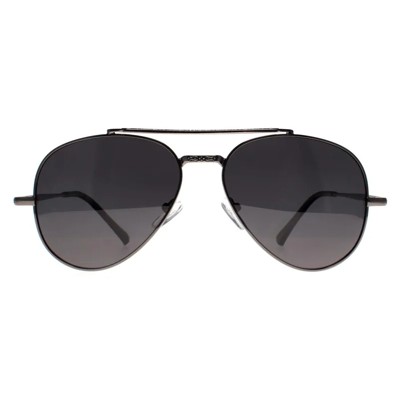 Aviator Shiny Gunmetal Smoke Grey Polarized MP185 - montana