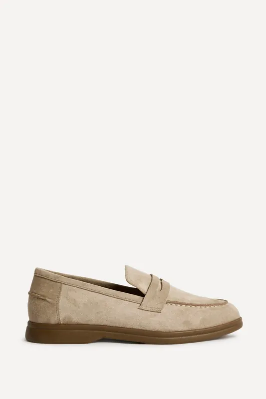 Review Beige Faux Suede Classic Loafer - Linzi