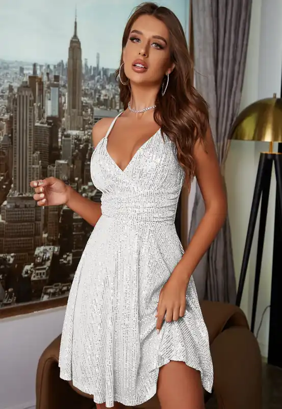 White Sequin Mini Dress - Divine Grace