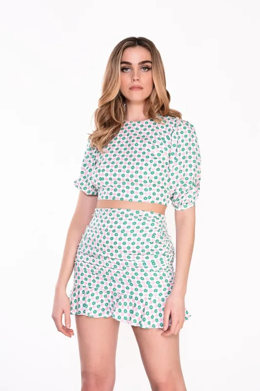 Puff Sleeve Crop Top - Shnoo