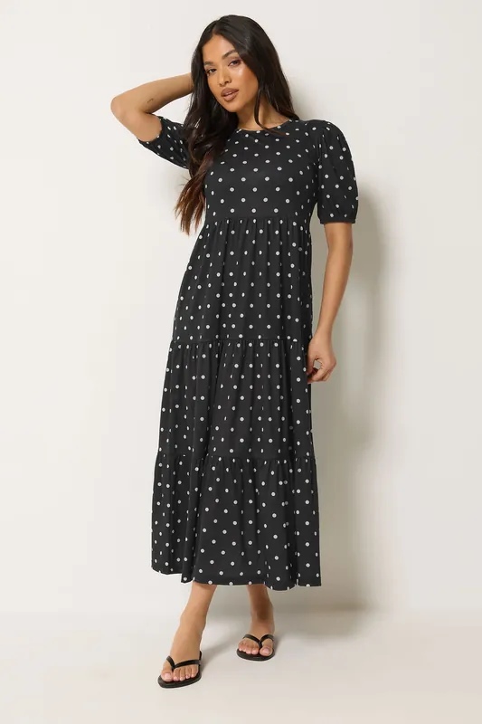 Petite Polka Dot Tiered Maxi Dress - PixieGirl