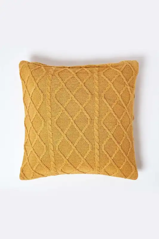 Diamond Cable Knit Cushion Cover - Homescapes