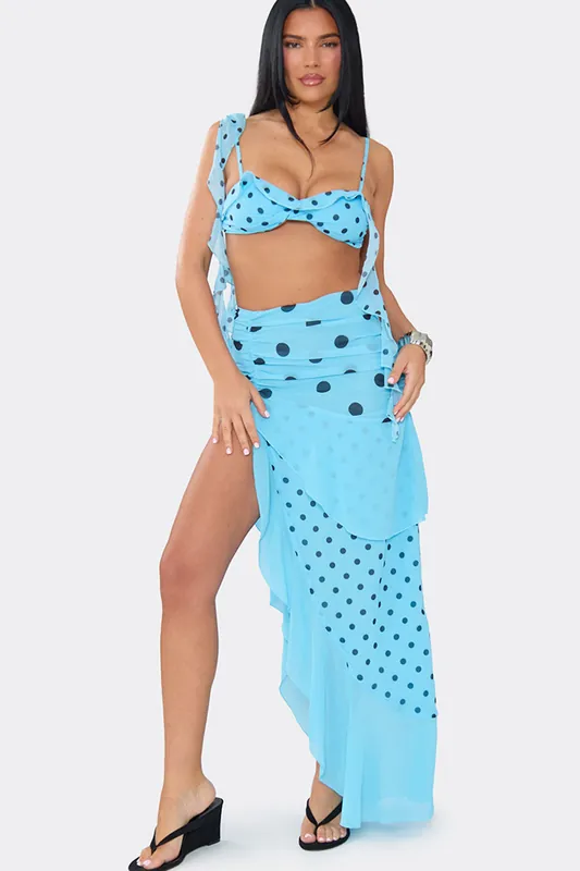 Frill Trim Polka Dot Maxi Skirt - EGO