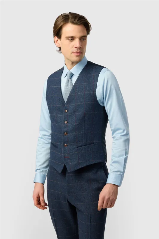 Single Breasted Five Button V-neck Tailored Suit Waistcoat