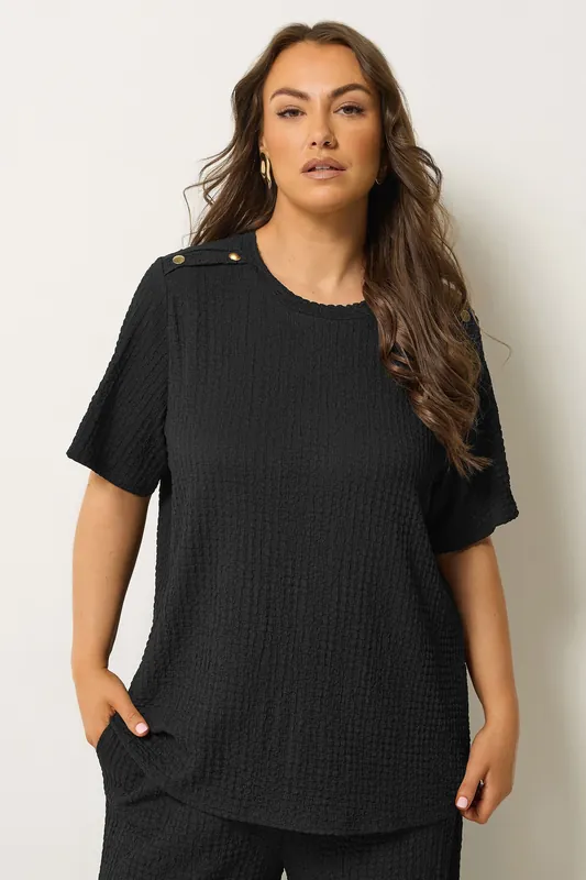 Button Detail Bubble Texture Top - Yours