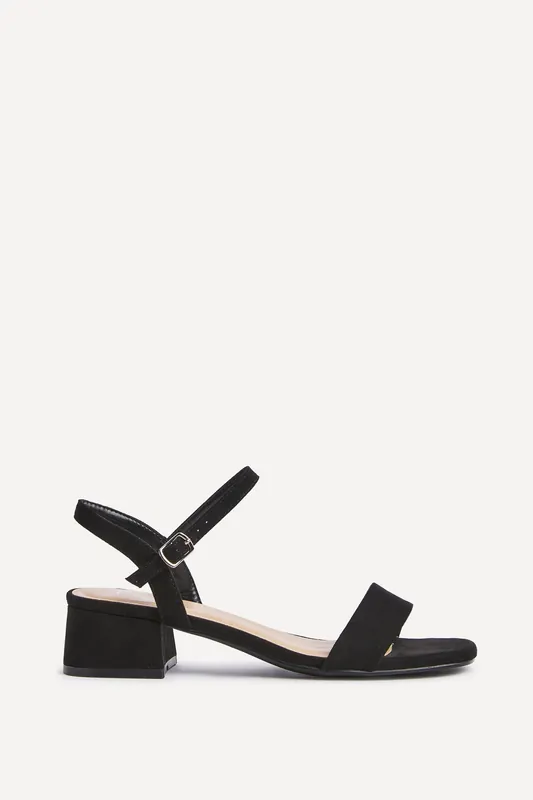 Tillie Black Faux Suede Low Blook Heel - Linzi