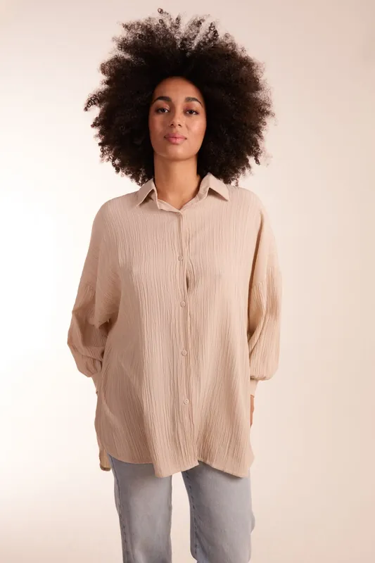 Crinkle Oversized Shirt - Blue Vanilla