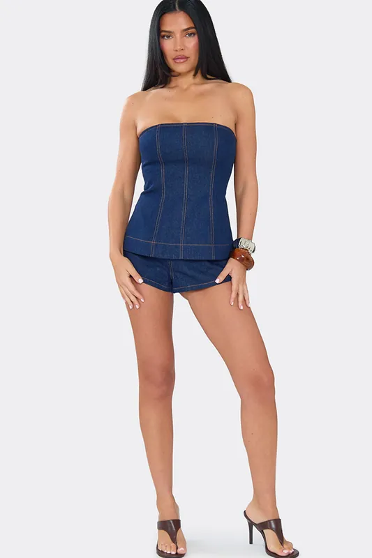 Denim Mid Rise Shorts - EGO