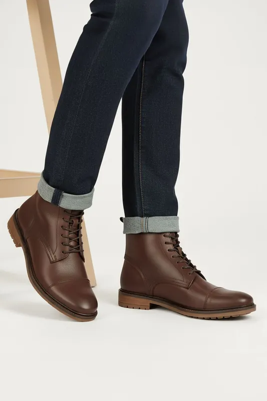 Tintern Leather Mens Lace Up Boots - Silver Street London