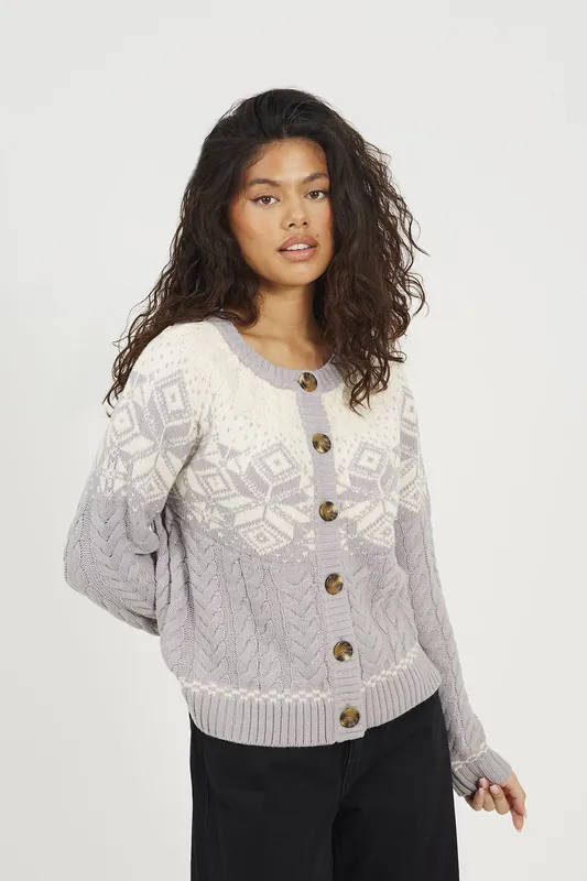 Snowflake Fairisle Christmas Cardigan - Brave Soul