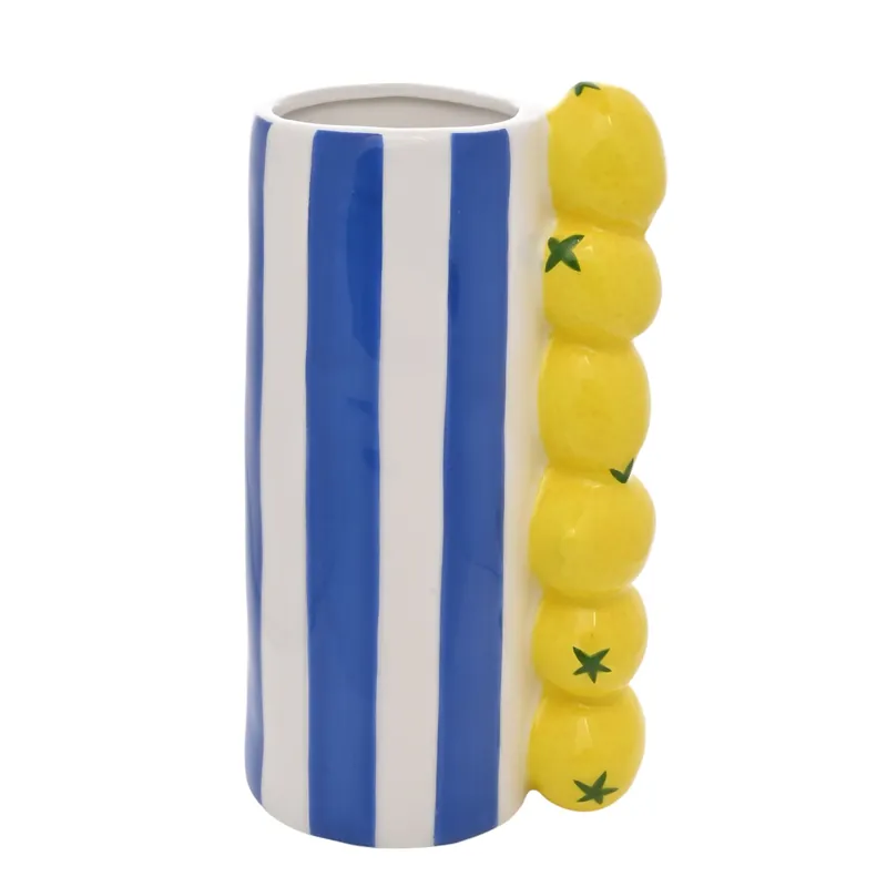 Lemon Vase With Blue Stripes - Hestia