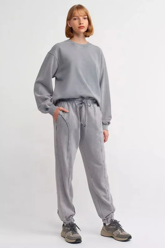 Washed Mid Rise Drawstring Joggers - Hiccup
