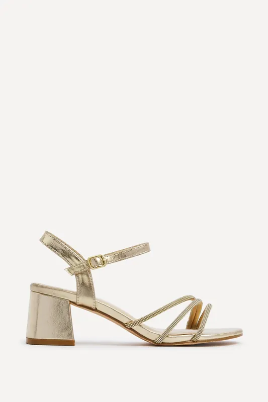 Carnation Gold Faux Leather Open Back Sandal - Linzi