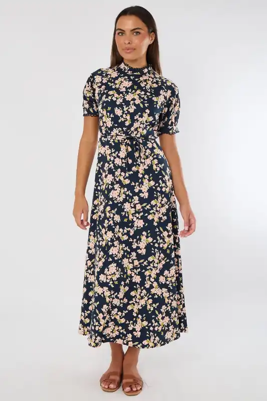 Navy Floral Maxi Dress - ELAINA FASHION