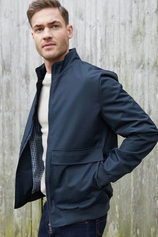 Patch Pocket Funnel Neck Harrington Style Jacket - Threadbare
