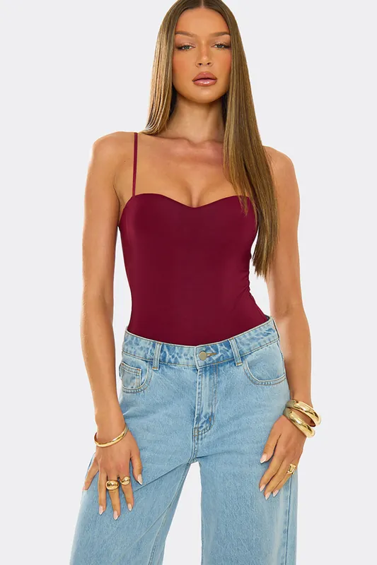 Strappy Sweetheart Neckline Bodysuit - EGO