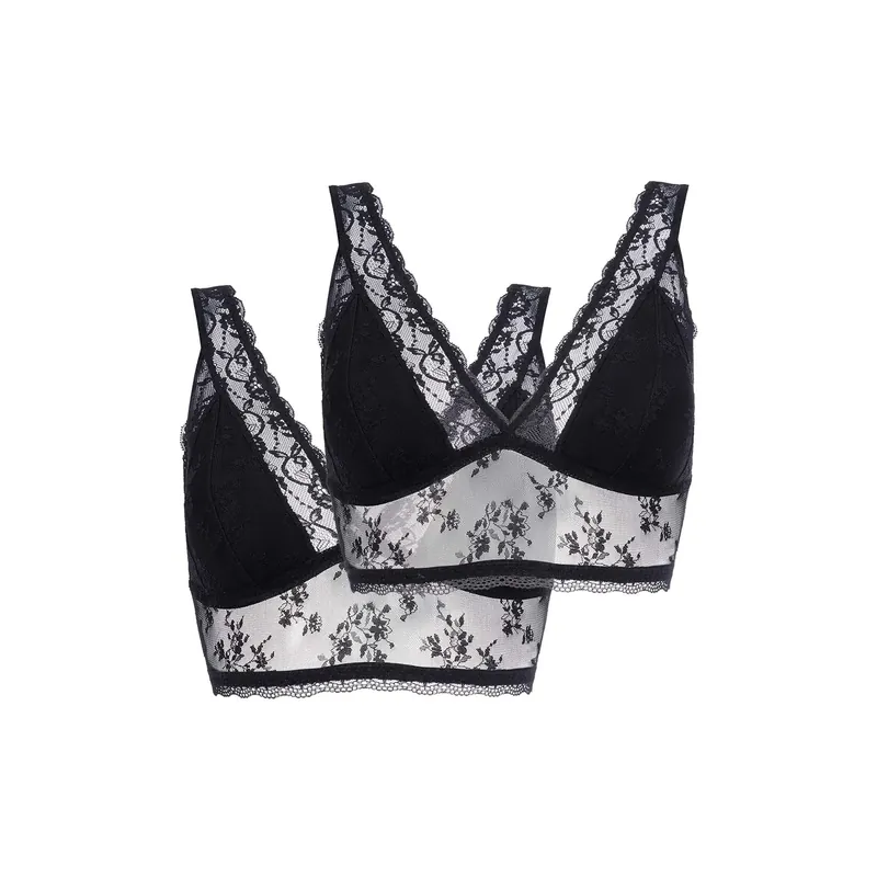Essential Lace Black Bralette 2 Pack - Dorina