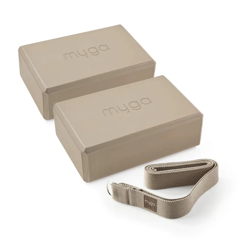 2 Yoga Blocks and Strap Set - Myga