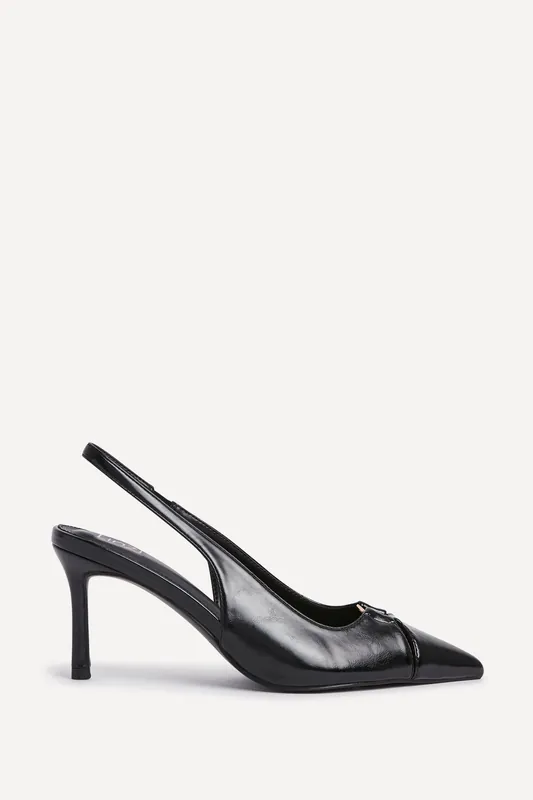 Lowrie Black Faux Leather Court Heels - Linzi