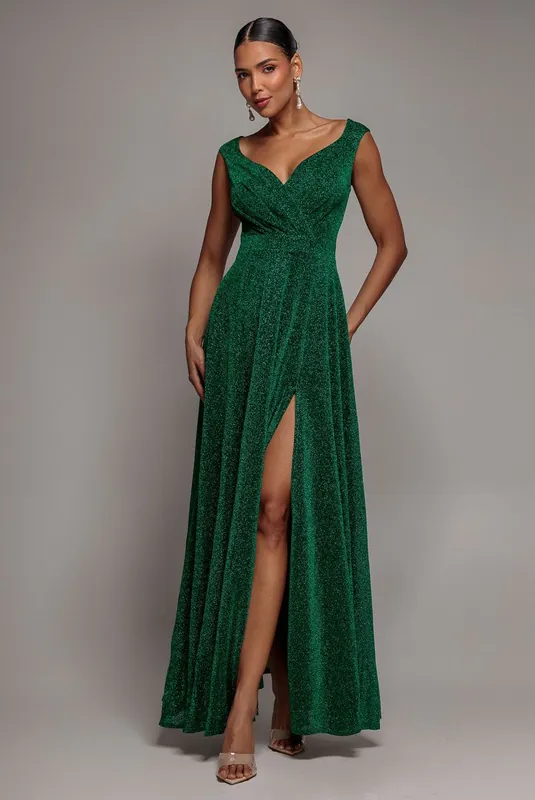 Crossover Sparkling Glitter Maxi Dress - Goddiva
