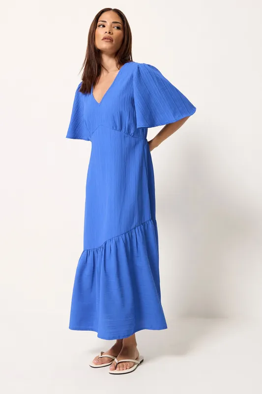 Petite Asymmetric Tiered Midi Dress - PixieGirl