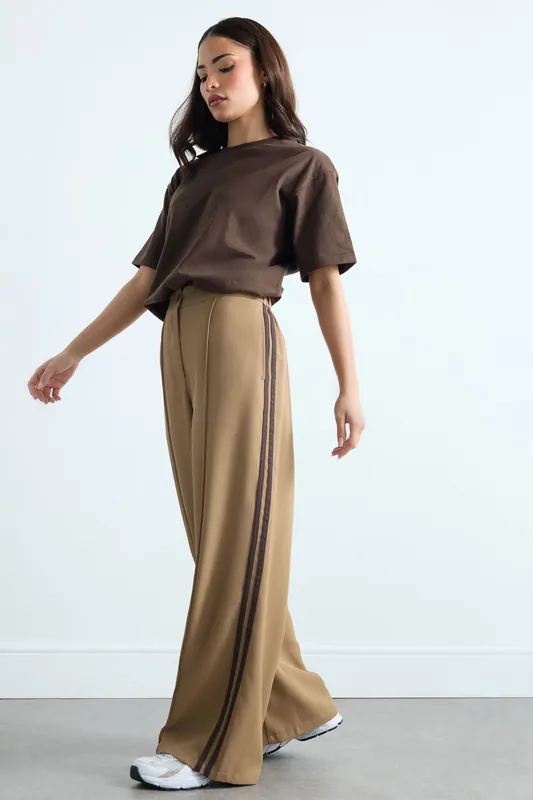 Petite Stripe Wide Leg Trousers - PixieGirl