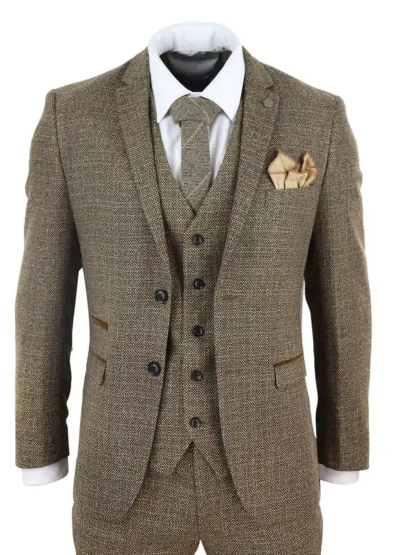 3 Piece Tweed Check Vintage Retro Suit - Infinity Leather