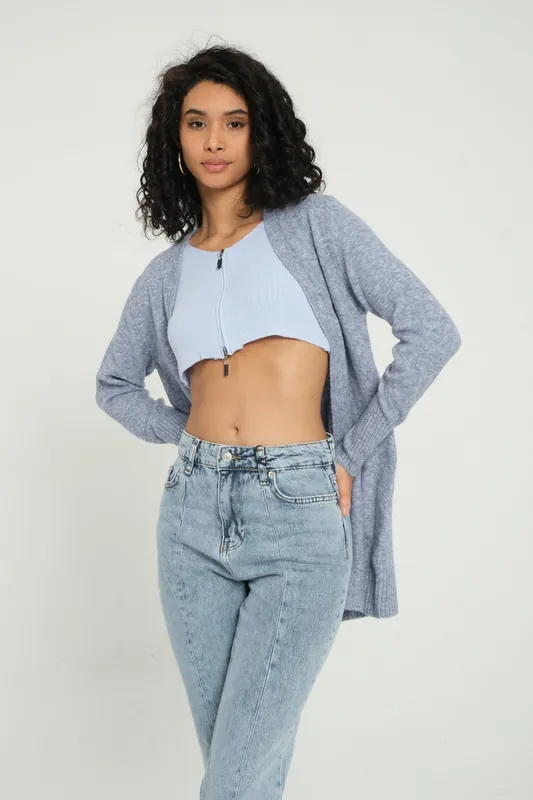 Knitted Solid Long Cardigan - Hiccup