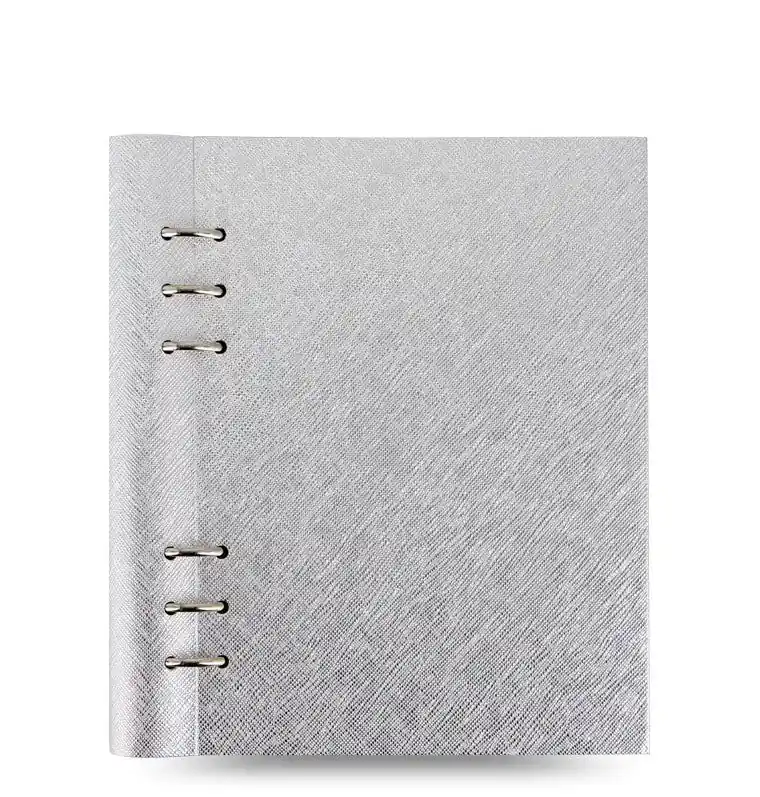 Saffiano Metallic Silver A5 Clipbook 145004 - Filofax