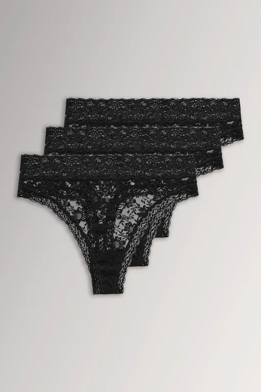 3 Pack Lace High Waisted Thongs - Yours
