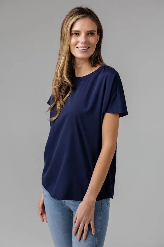 Crew Neck Short Sleeve Crepe Top - French Connection