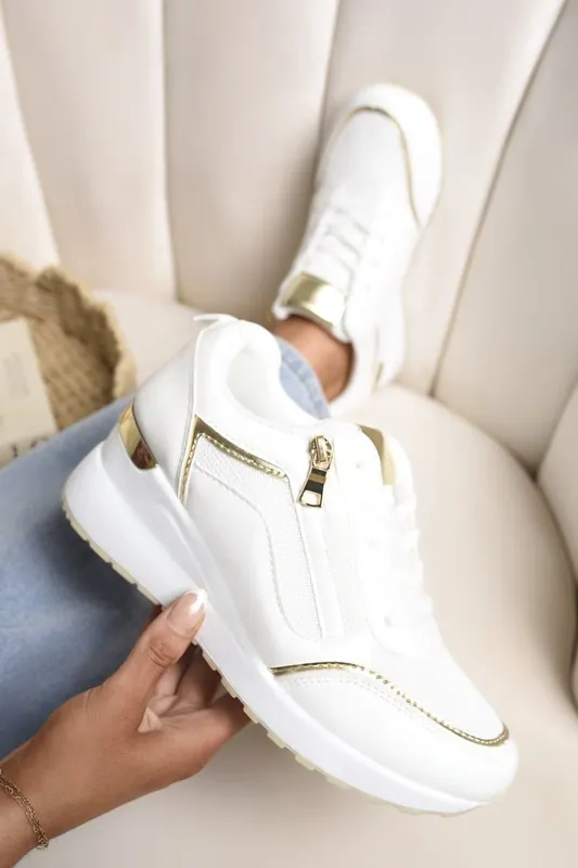 Elira Zip Side Mesh Panel Wedge Trainers - IKRUSH