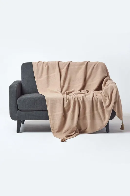 Cotton Rajput Ribbed Throw - Homescapes
