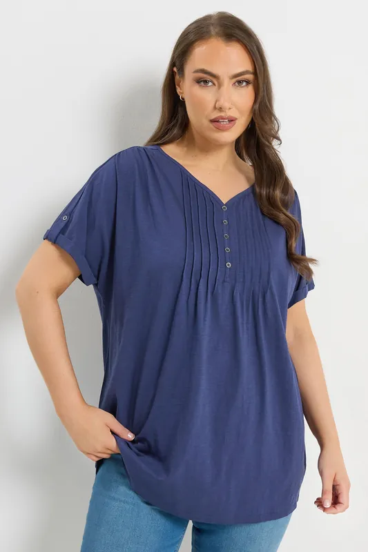 Pintuck Short Sleeve Henley Top - Yours