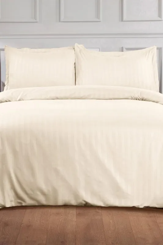 Satin Stripe Duvet Cover with Pillowcase Set - OHS