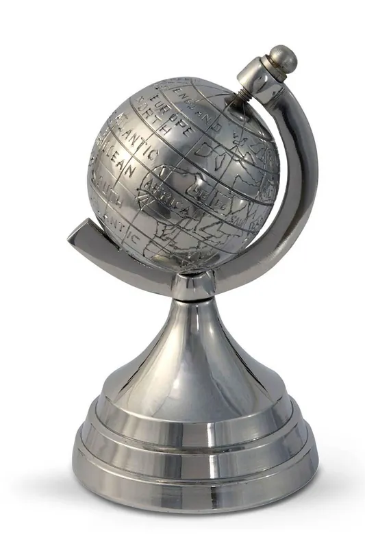 Decorative Aluminium World Globe Ornament - Homescapes