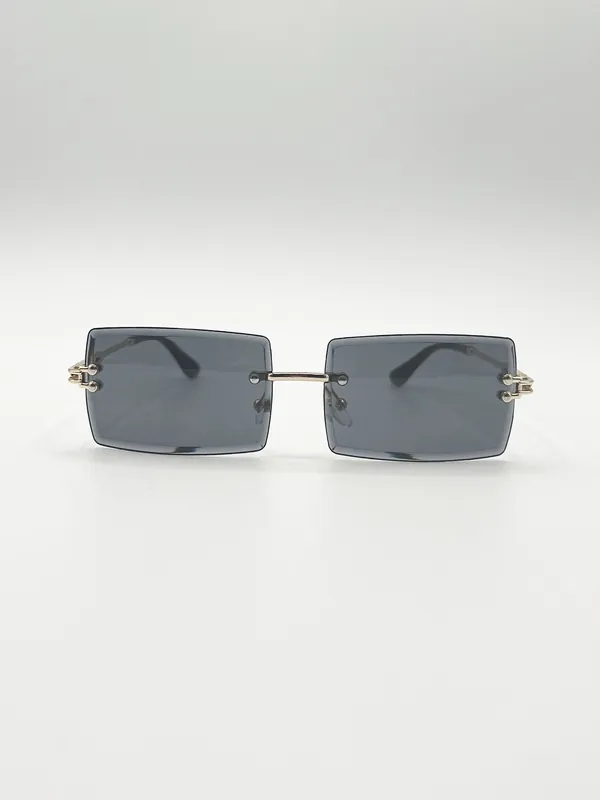Frameless Square Sunglasses in Black - SVNX