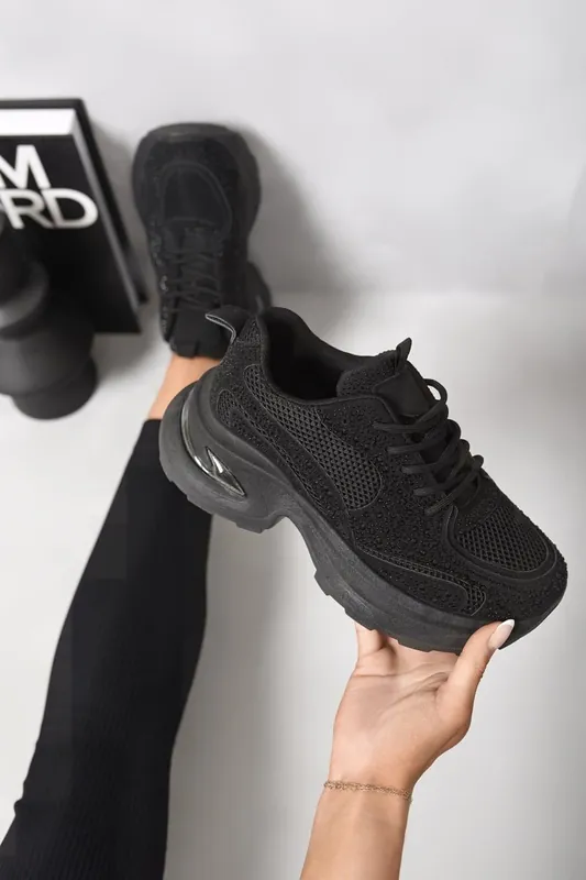 Jolina Chunky Mesh Trainers With Diamante Embellishment - IKRUSH