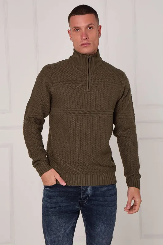 Textured Half Zip Jumper - ELAINA FASHION