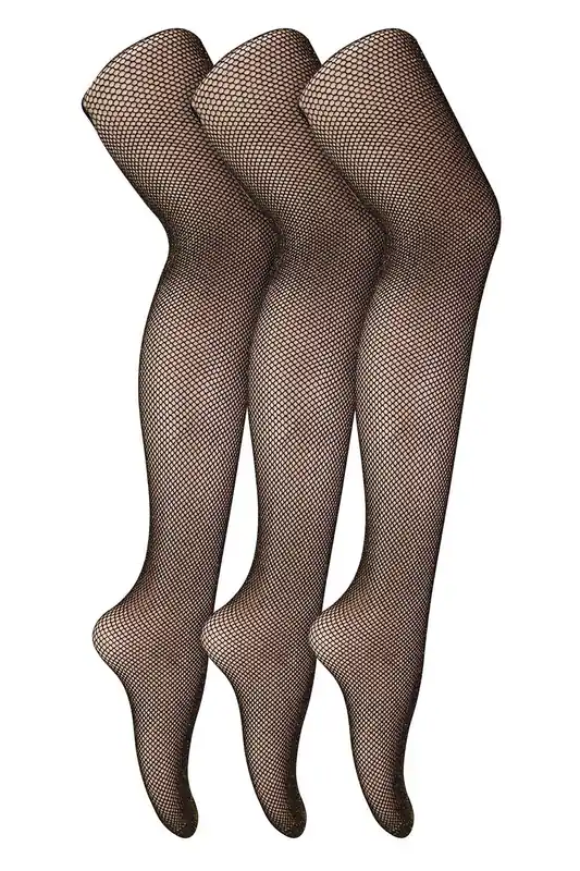 3 Pairs Fishnet Tights | Footed Pretty Stocking Ideal for Dance Party - Sock Snob