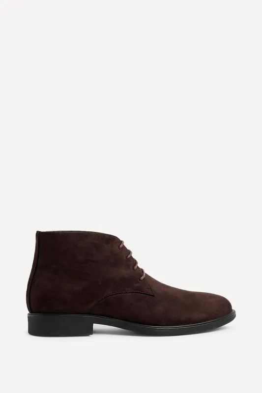 Ricardo Mens Dark Brown Faux Suede Chukka Boots - Linzi